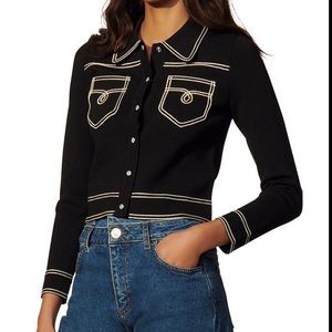Sandro Aurelien Topstitched Shirt Style Cardigan